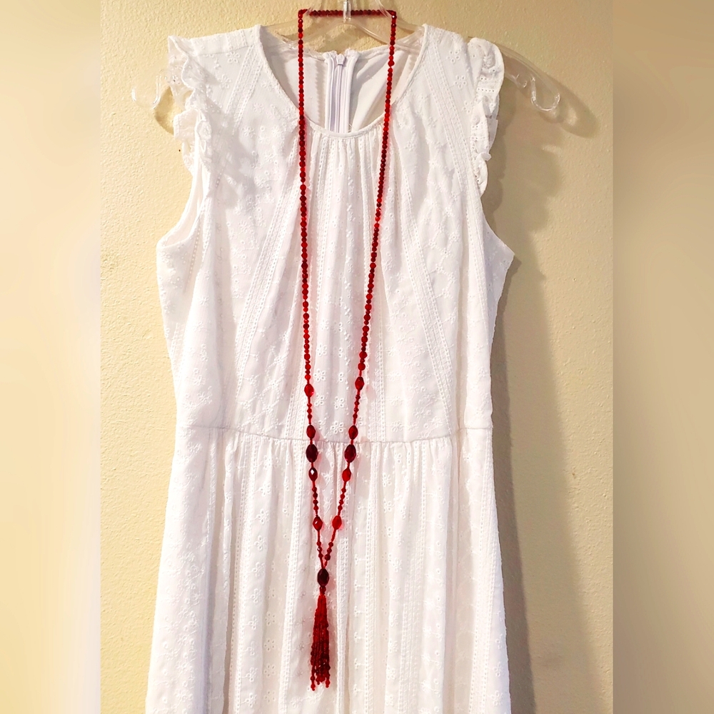 Antique 1920's Flapper Ruby Red Czech Crystals Ne… - image 1